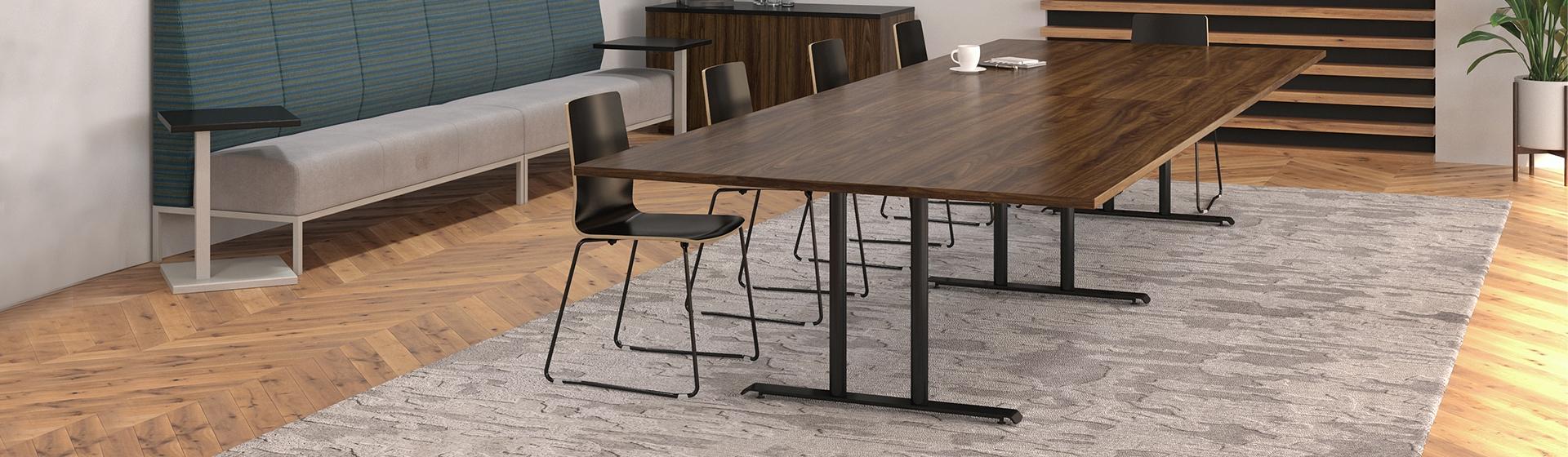 Manhattan table with double column t base