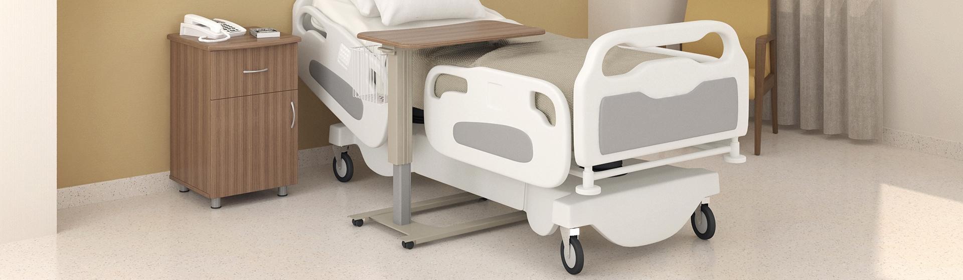 Overbed table in a patient room